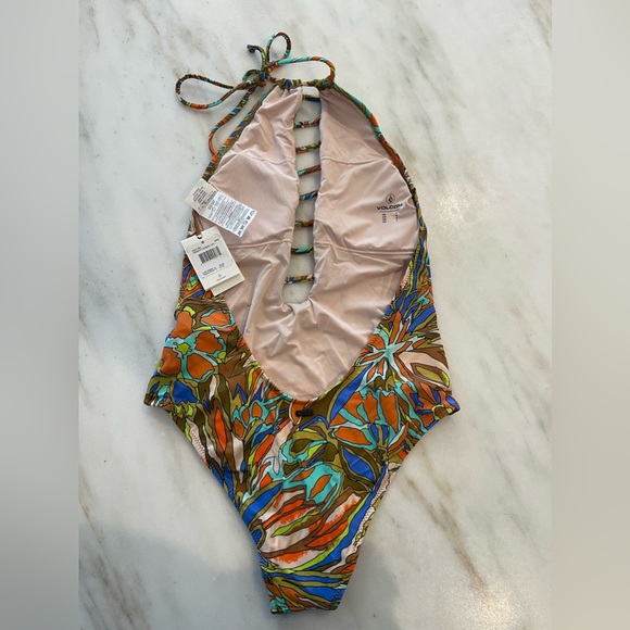 Volcom halter backless one piece swimsuit- faded flowers - Picture 3 of 6